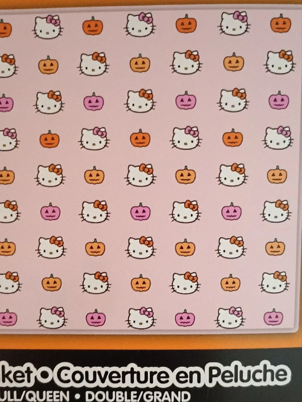 WT Set of 2 Hello Kitty Halloween Blanket Full Queen 90x90 Pink Grey Pumpkin